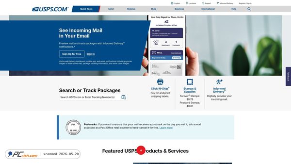 usps.com screenshot