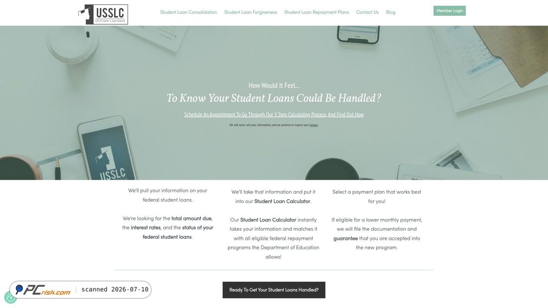 Screenshot of usstudentloancenter.org