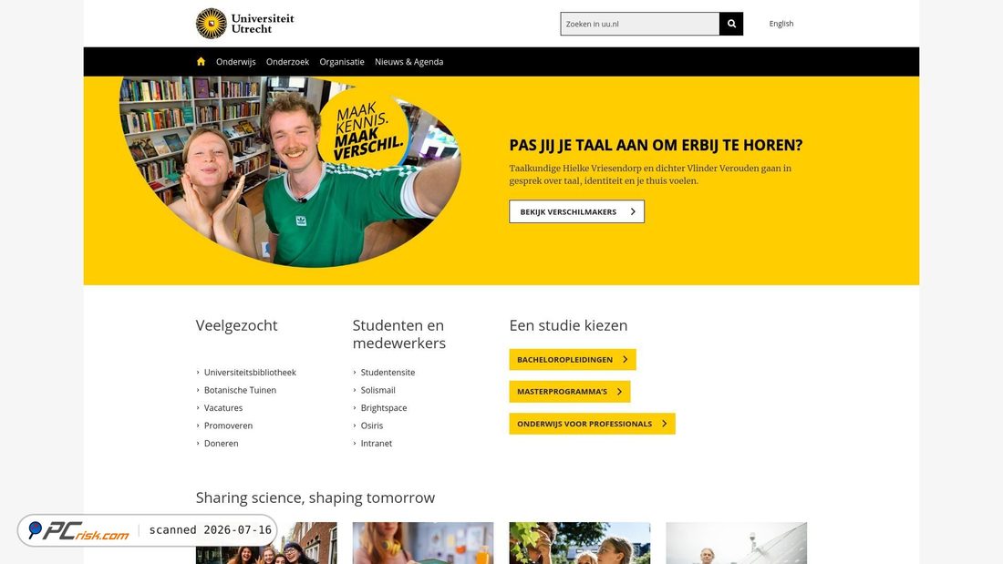 Screenshot of uu.nl