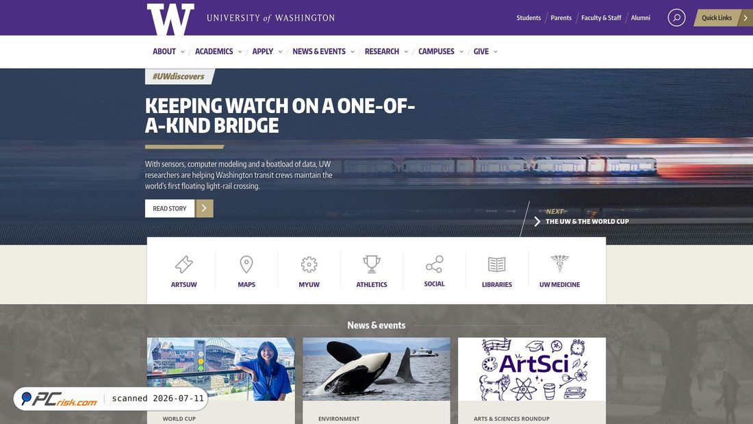 Screenshot of uw.edu