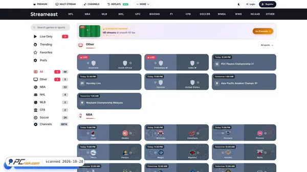 v2.streameast.ga screenshot