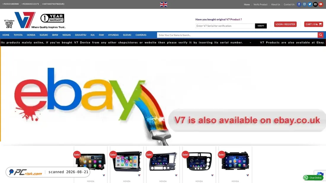 Screenshot von v7traders.com