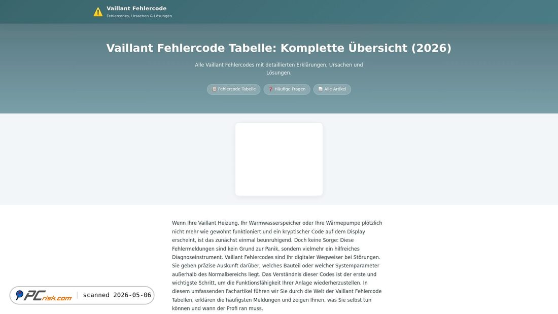Screenshot di vaillantfehler.de