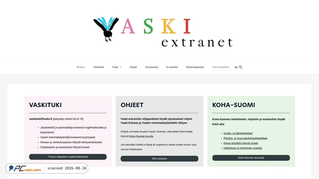 Screenshot of vaskiextra.net