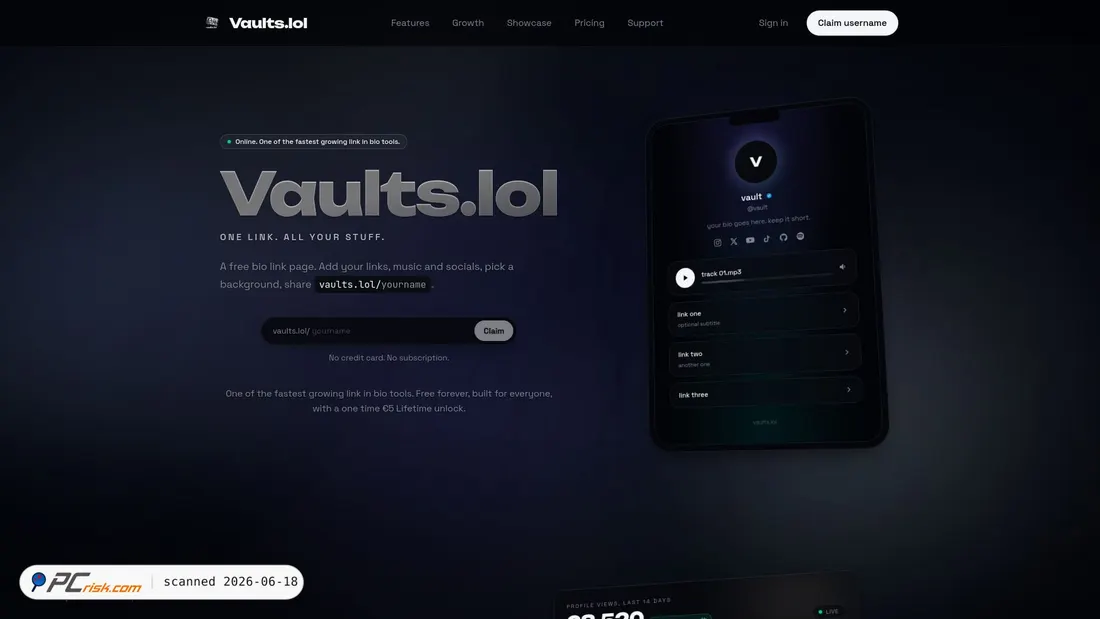 Screenshot of vaults.lol