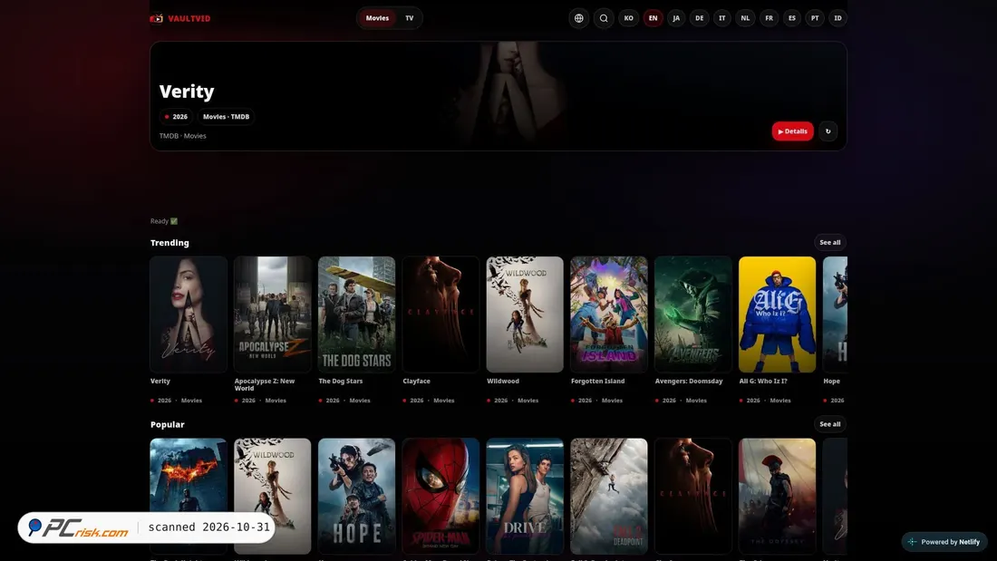 Screenshot of vaultvid.netlify.app
