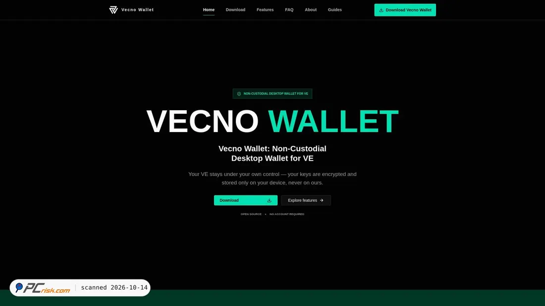 Screenshot van vecnowallet.com