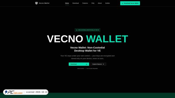 Screenshot van vecnowallet.com