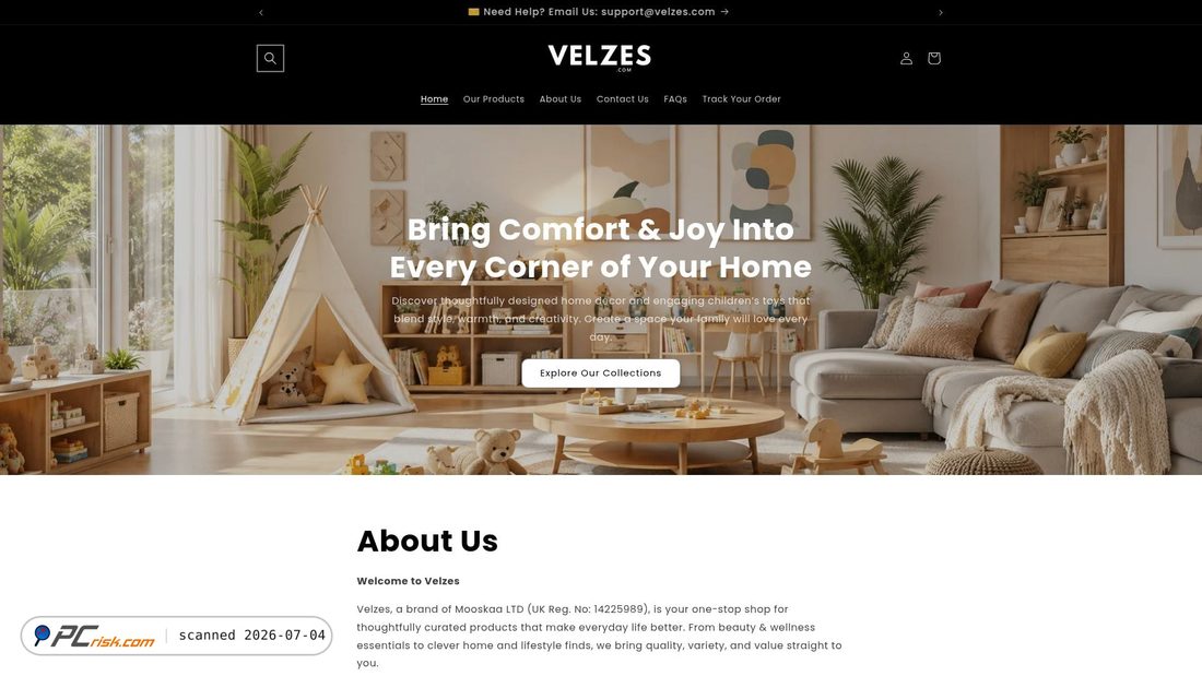 Screenshot von velzes.com