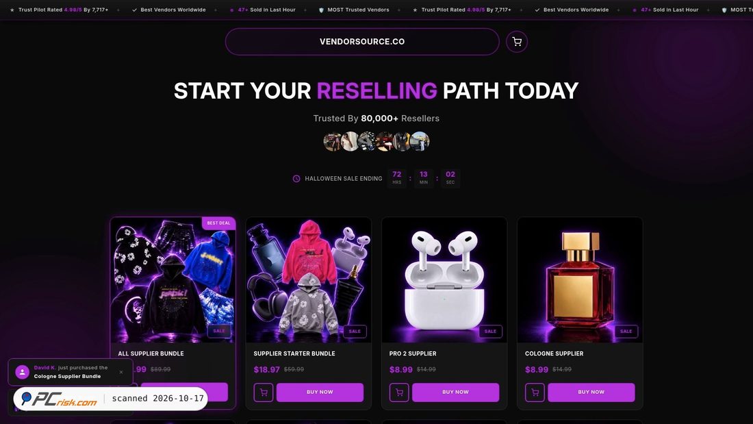 Captura de ecrã de vendorsource.co