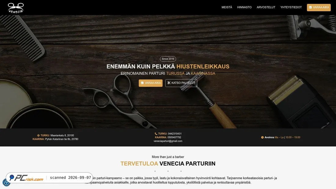 Captura de pantalla de veneciaparturi.fi