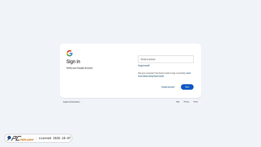 Captura de ecrã de verifyaccount-google.com
