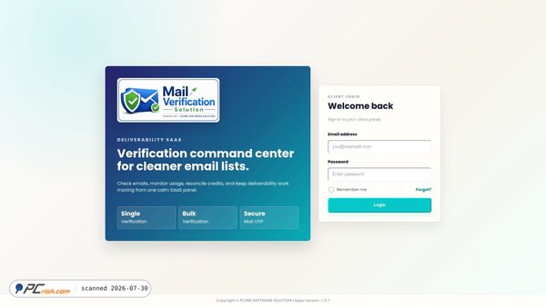 verimail.pcubeweb.com screenshot