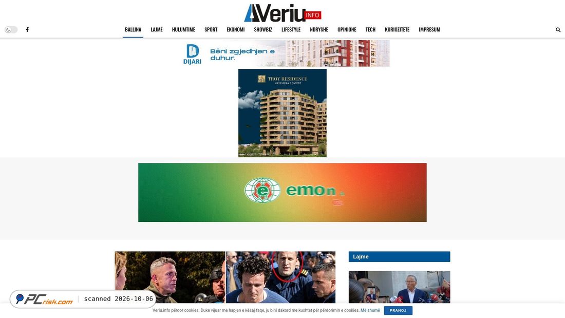 Captura de ecrã de veriu.info