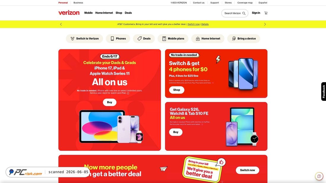 Screenshot of verizon.com