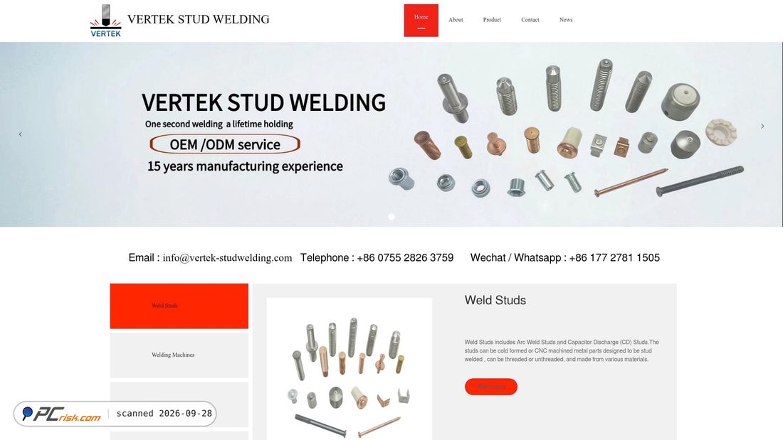 Captura de ecrã de vertek-studwelding.com