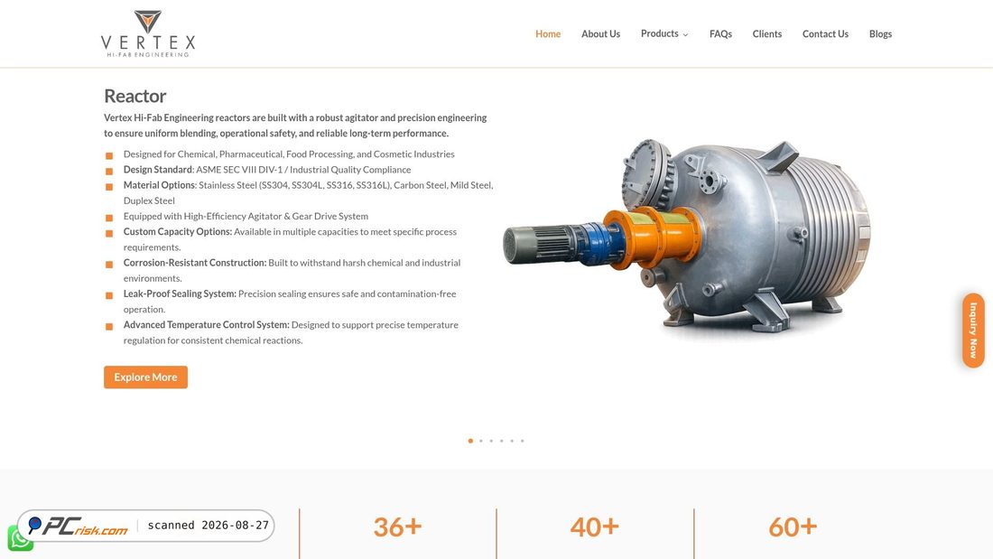 Captura de pantalla de vertexhifab.com