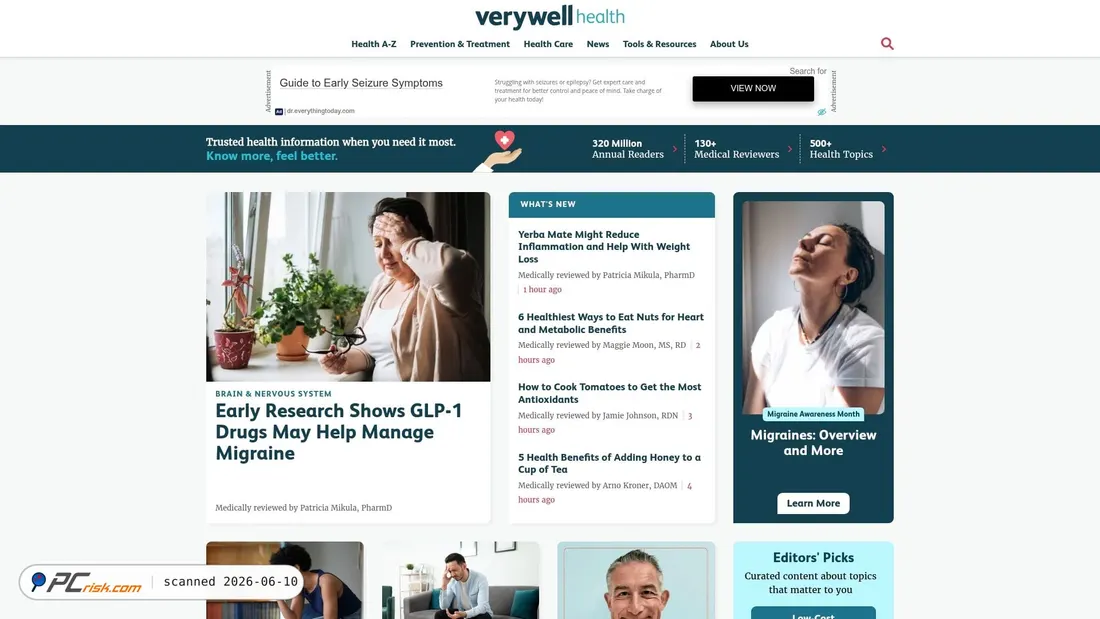 Screenshot of verywellhealth.com