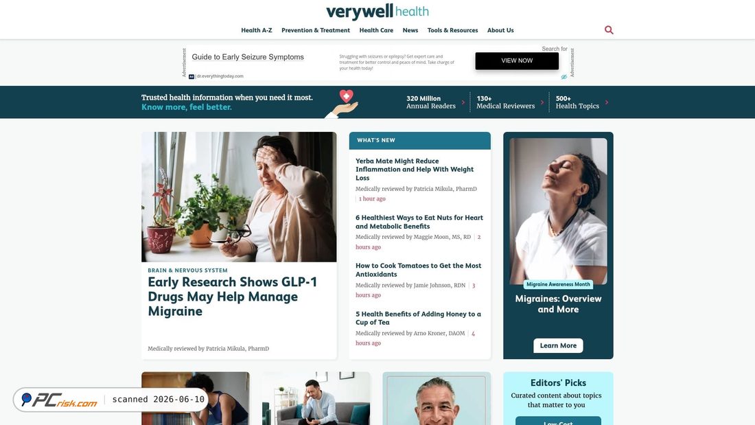 Captura de pantalla de verywellhealth.com