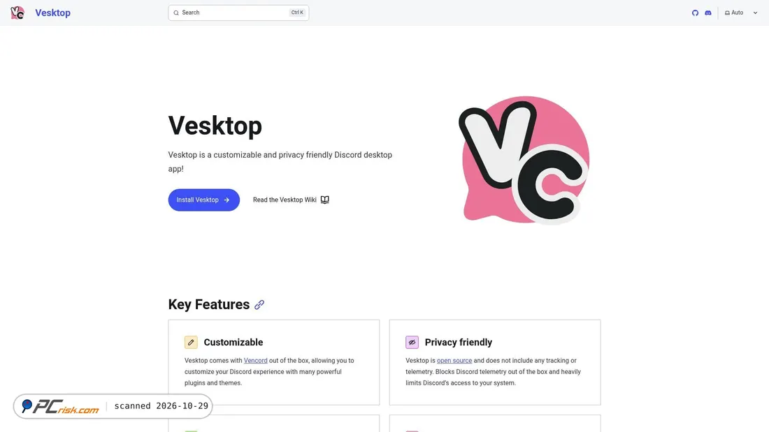 Screenshot di vesktop.dev