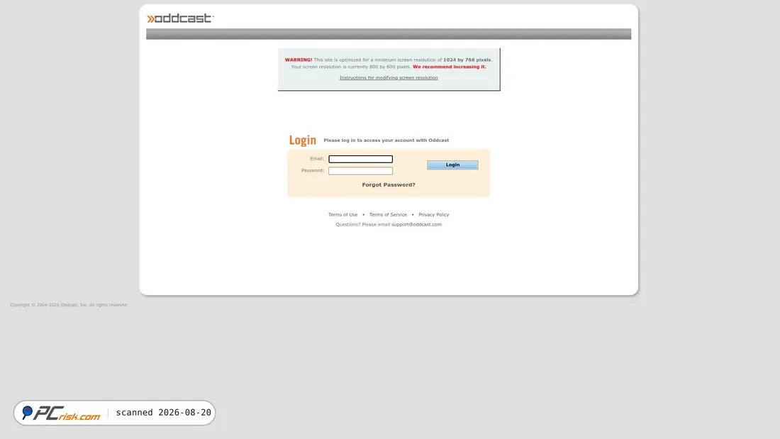 Screenshot of vhss.oddcast.com