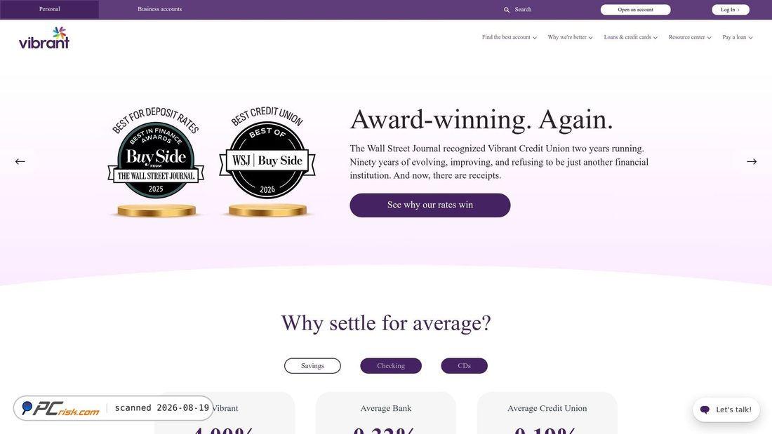Screenshot von vibrantcreditunion.org