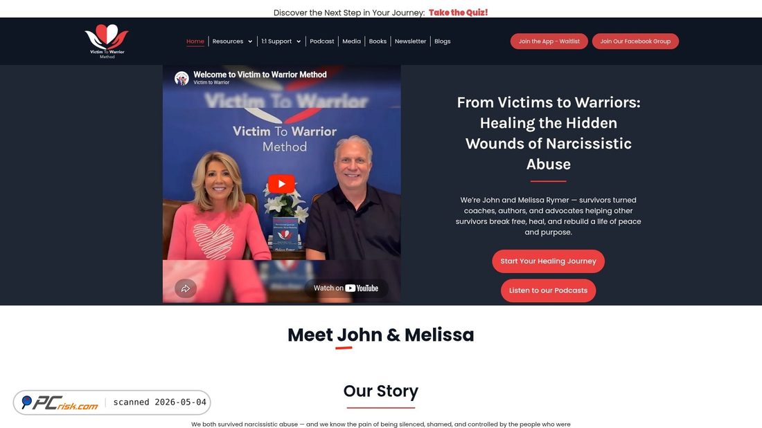 Captura de pantalla de victimtowarriormethod.com