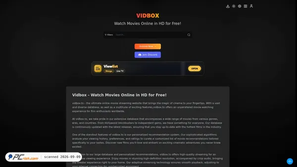 Screenshot di vidbox.dev
