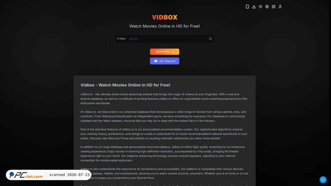 Screenshot of vidbox.vc