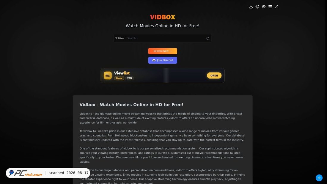 Screenshot of vidbox.vc