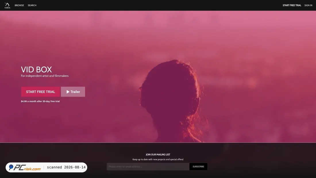 Screenshot of vidbox.vhx.tv