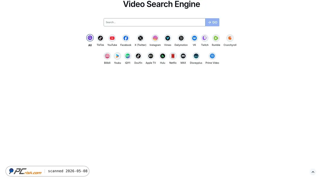 Screenshot of videosearch.io