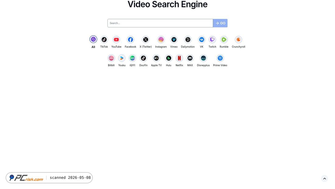 Screenshot di videosearch.io