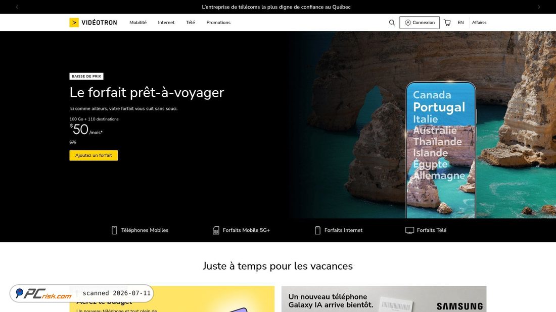 Screenshot of videotron.ca