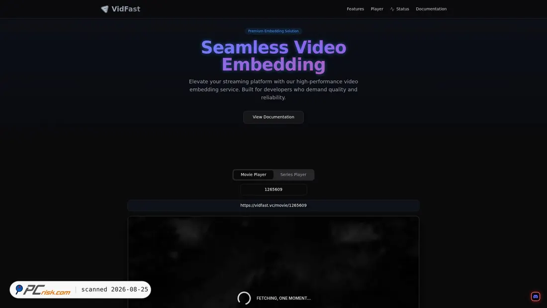 Screenshot di vidfast.vc