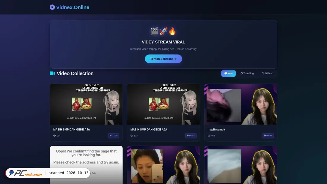 Screenshot von vidnex.online