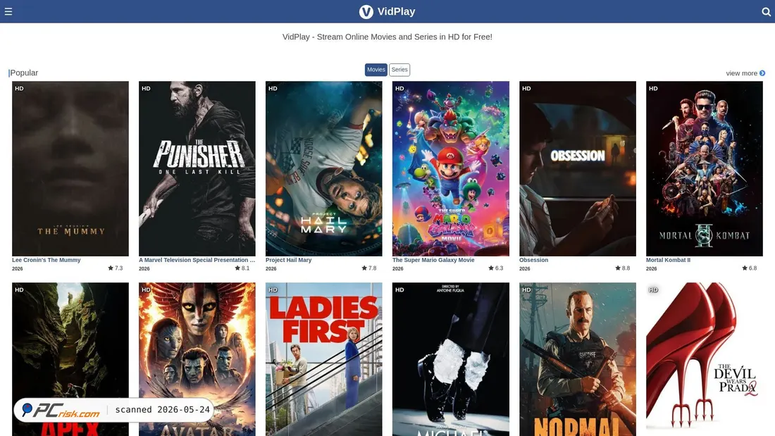Screenshot of vidplay.top