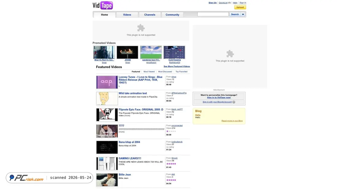 Screenshot of vidtape.lol