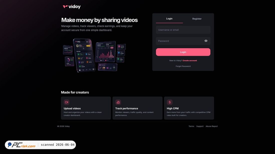 Screenshot von vidtrx.com