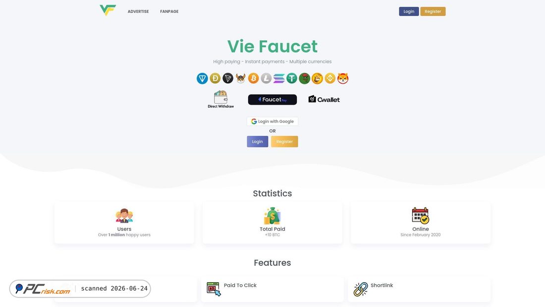Screenshot von viefaucet.com