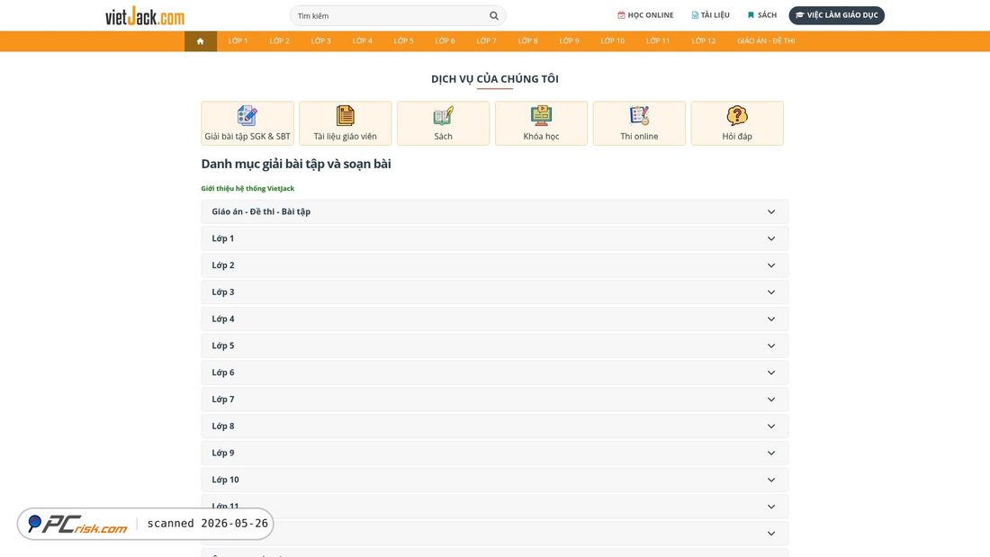 Screenshot of vietjack.com