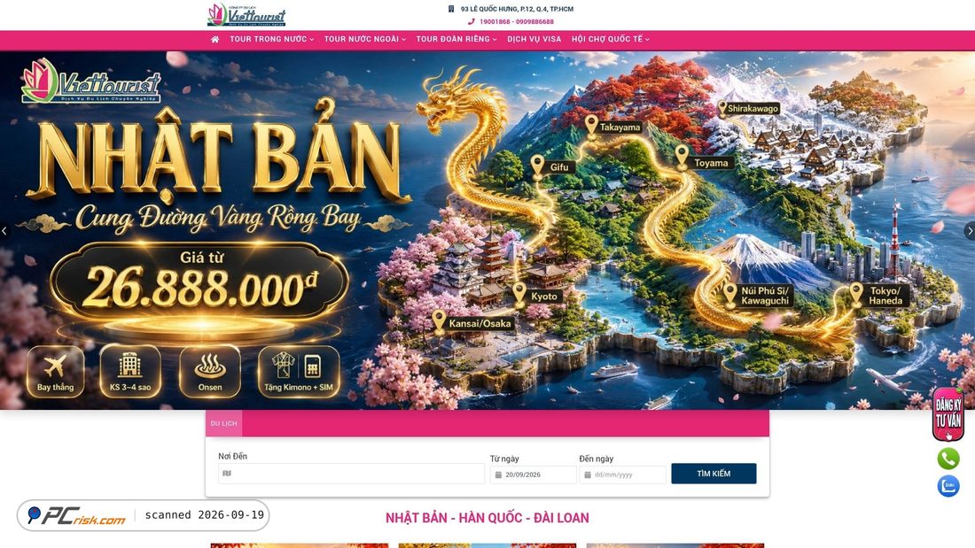 Screenshot of viettourist.com