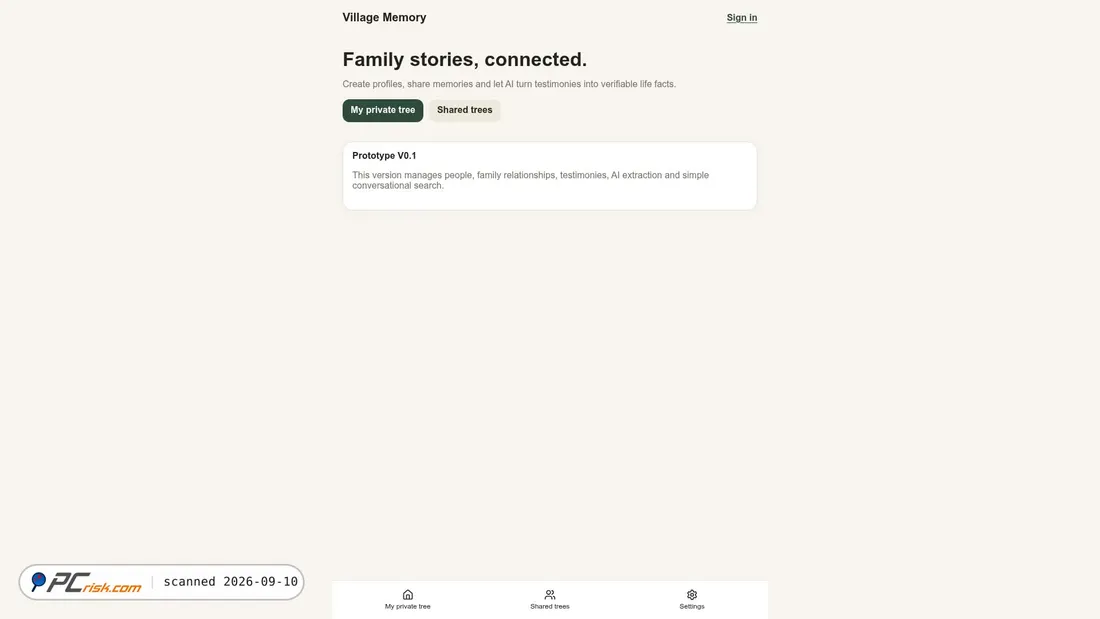 Captura de pantalla de villagememory.org