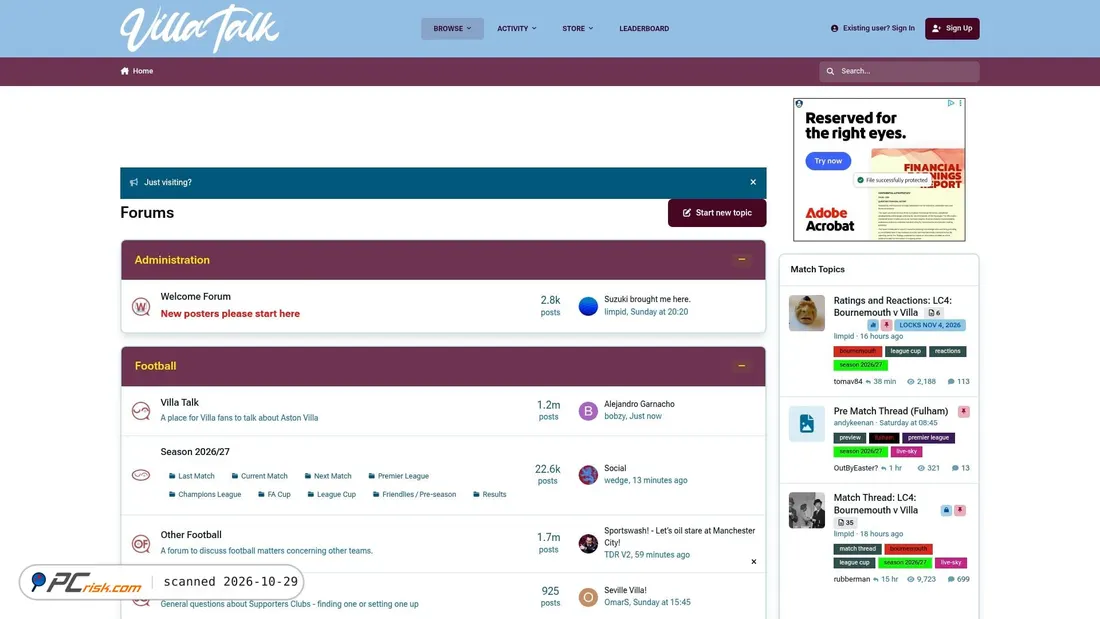 Screenshot of villatalk.com