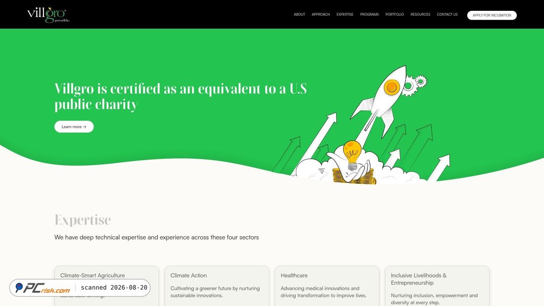 Screenshot of villgro.org