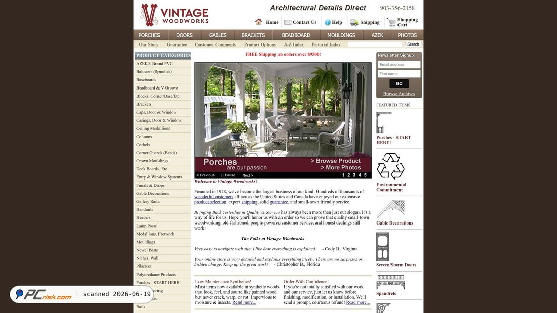 Screenshot of vintagewoodworks.com