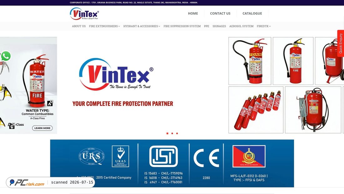 Screenshot of vintexfire.com