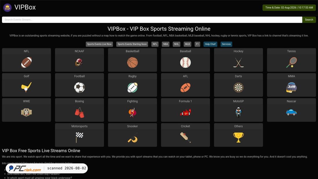 Screenshot of vipbox.lc