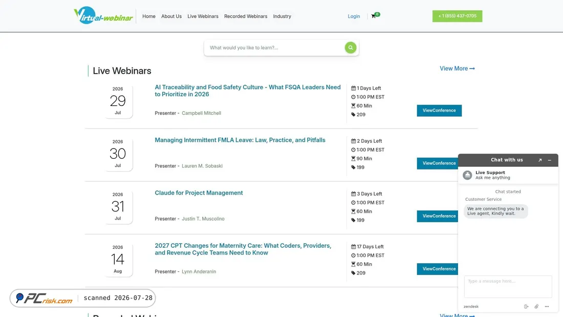 Screenshot of virtual-webinar.com