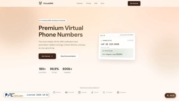 virtualsms.de screenshot